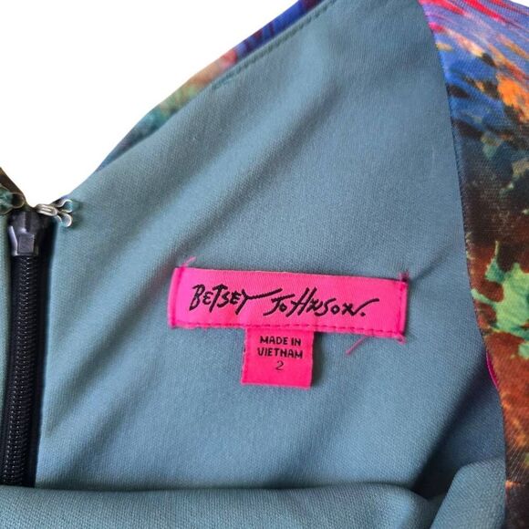 Betsey Johnson Fit & Flare Dress Women 2 Tie Dye Back Zip Party/Cocktail Stretch - Picture 4 of 7